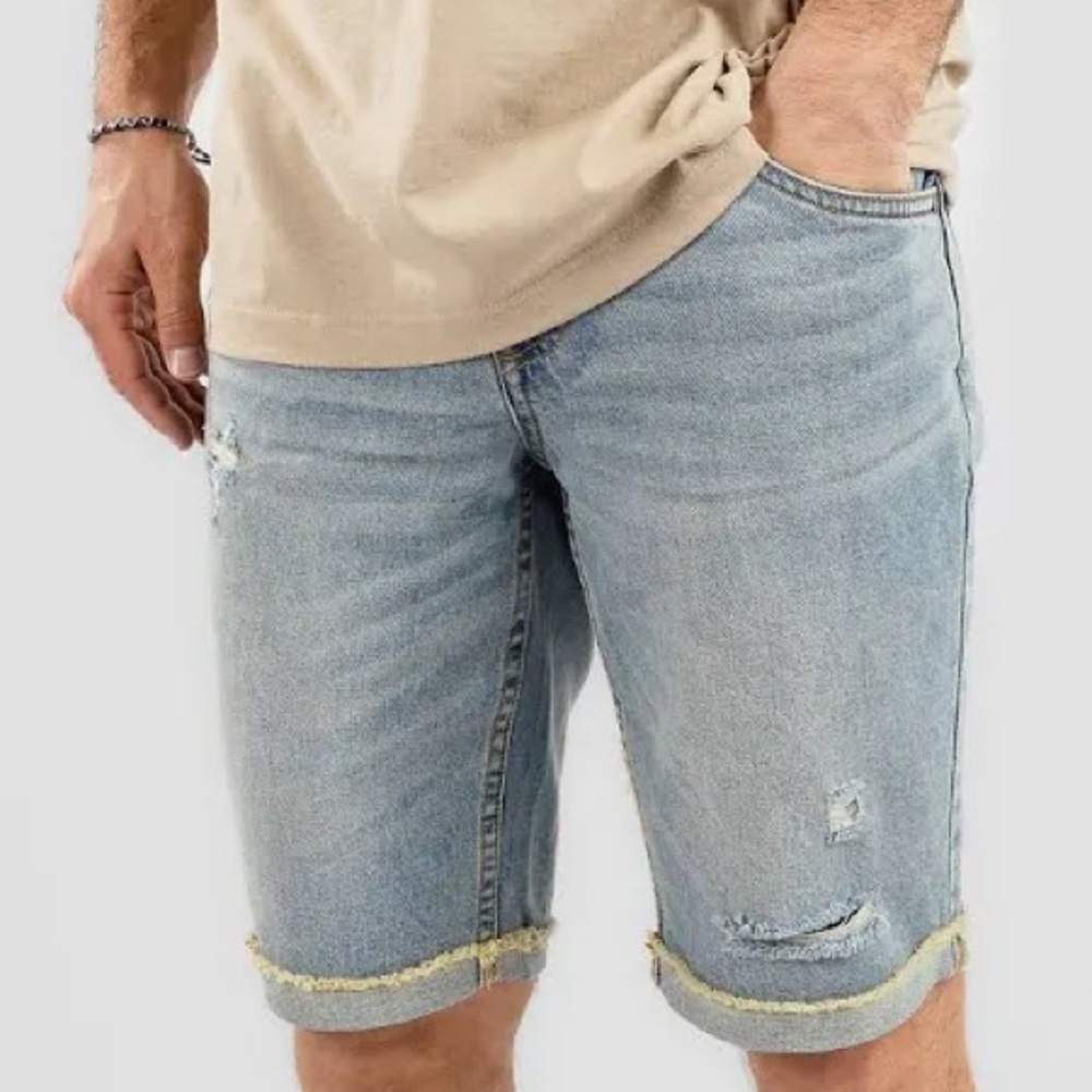 Empyre Blue Jean Shorts Distressed Hem